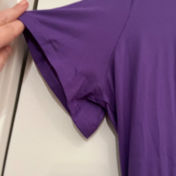 Purple Tiered Short Sleeve Midi‎ Dress (Size Unknown) (2XL) (NEW) - Picture 8 of 16